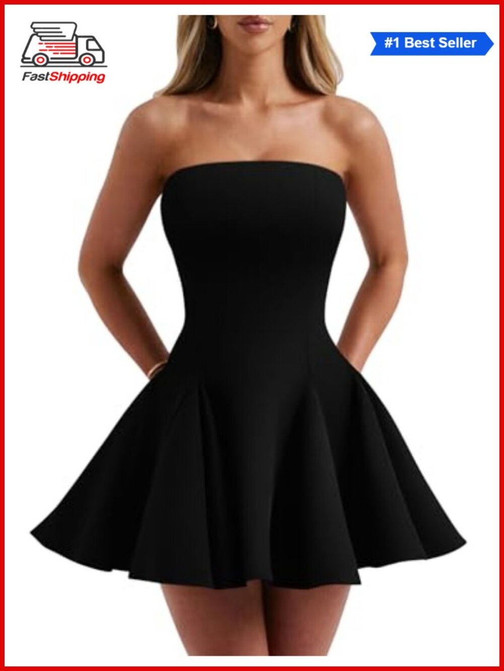 Women's Strapless Mini Dress Sleeveless A-Line Club & Night Out Party